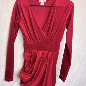 Velvet red wrap dress
